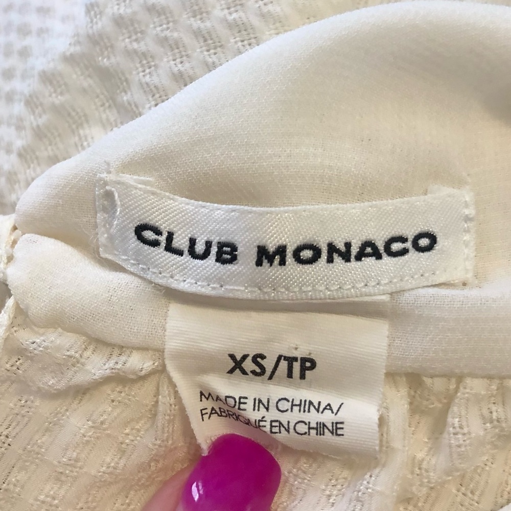 Club Monaco solid white short sleeve blouse with open back, XS - Picture 7 of 8